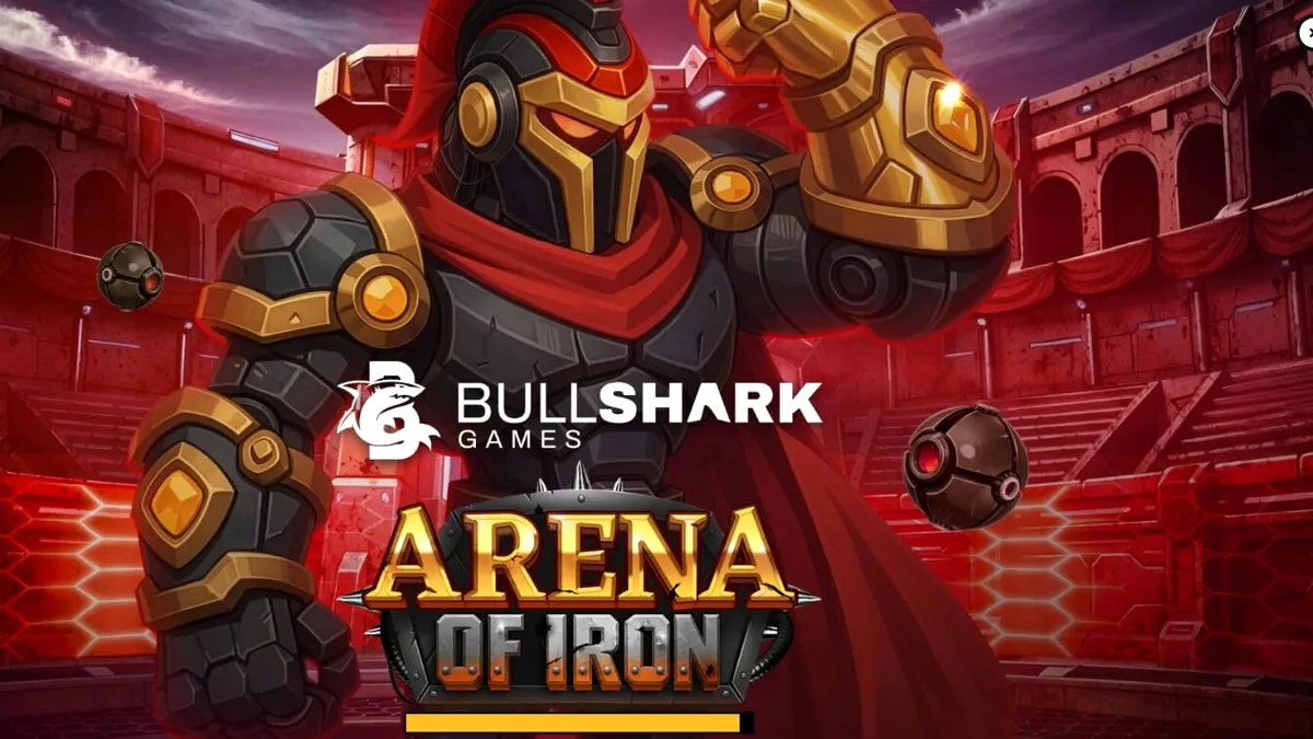 Arena of Iron slot machine interface featuring futuristic robotic gladiator theme